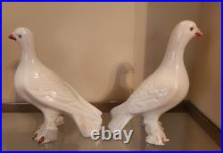 Pr. Ceramic Love Birds Valencian Figurita Doves Pigeon Italy