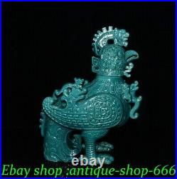 Qianlong Marked China Blue Green Glaze Porcelain Feng Shui Phoenix Bird Statue