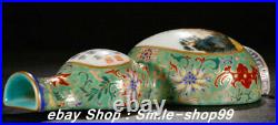 Qianlong Marked Color Enamel Porcelain Gold Gourd Wall hanging Bottle Vase Pair