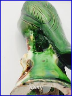 Qing Dynasty Chinese Export Sancai Green Glazed Parrots Porcelain pair