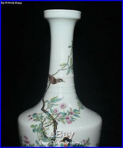 Qing Dynasty Color Porcelain Magpie Bird Flower Vase Pot Bottle Jardiniere