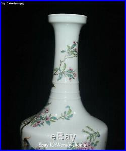 Qing Dynasty Color Porcelain Magpie Bird Flower Vase Pot Bottle Jardiniere