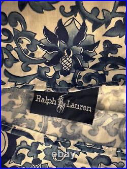 RALPH LAUREN Porcelain blue ruffled tamarind bird KING pillow sham RARE
