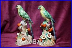 RARE Chinese Japanese Vintage Pair of Porcelain Parrot Figurines 9 Figurine