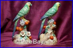 RARE Chinese Japanese Vintage Pair of Porcelain Parrot Figurines 9 Figurine