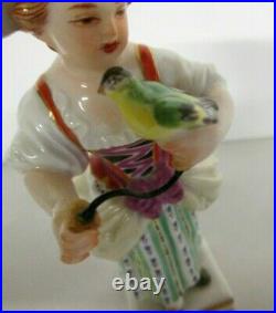 RARE FINE GERMAN MEISSEN FIGURE OF GIRL WithBIRD EXCELLENT, FROM EARLY 1900's
