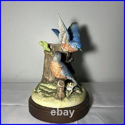 RARE Gorham Gallery Birds Eastern Bluebird Family Hand-painted Bisque Figurine