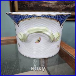 RARE Large Herend Porcelain Rothschild Bird Blue Border Ice Bucket or Cache Pot
