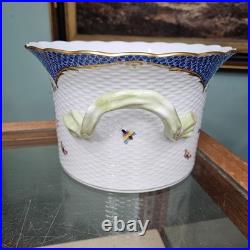 RARE Large Herend Porcelain Rothschild Bird Blue Border Ice Bucket or Cache Pot