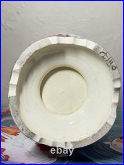 RARE PINK STUDDED NIPPON MORIAGE VASE WITH BIRD DESIGN & Gold Floral Accents 12