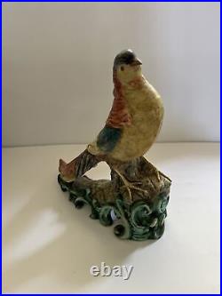 RARE Vintage Pheasant Bird Figurine Bisque Porcelain Murmac Italy Signed