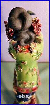 RARE Vintage Shiwan Chinese Porcelain Woman Holding Bird Figurine Statue. Handpa