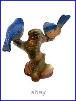 RARE WILLIAM MADDUX Pottery Porcelain DOUBLE BLUE BIRDS FIGURINE STATUE Vase