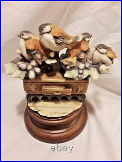 R PENNATI Capodimonte 1982 FLORENCE 4 Sparrow Birds Sculpture on Wood Pedestal