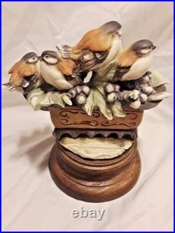 R PENNATI Capodimonte 1982 FLORENCE 4 Sparrow Birds Sculpture on Wood Pedestal