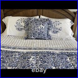 Ralph Lauren Comforter King Blue Tamarind Porcelain Bird Chinoiserie USA Made