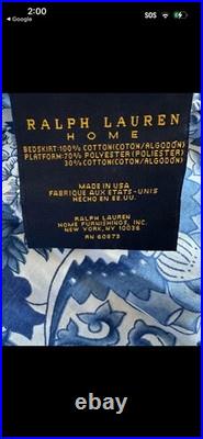 Ralph Lauren KING Bed Skirt Porcelain Blue Tamarind Bird Chinoiserie 9.5 Drop