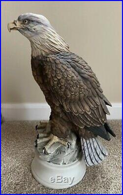 Rare 15 Tall BALD EAGLE on Base XL Statue Figurine by Andrea Bisque Porcelain