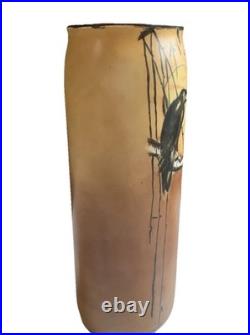 Rare Antique Limoges Porcelain Vase Hand-Painted Crow Moon PL France 11 Bird