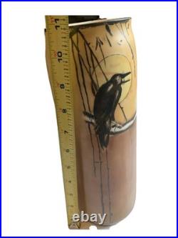 Rare Antique Limoges Porcelain Vase Hand-Painted Crow Moon PL France 11 Bird