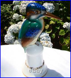 Rare Antique c 1918 -1930 Behscherzer Porcelain Kingfisher Bird Statue Figurine