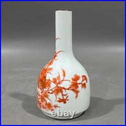 Rare Chinese Collectable Art Foul red Porcelain Bird Zun Vase