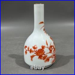 Rare Chinese Collectable Art Foul red Porcelain Bird Zun Vase