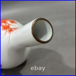 Rare Chinese Collectable Art Foul red Porcelain Bird Zun Vase