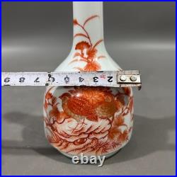 Rare Chinese Collectable Art Foul red Porcelain Bird Zun Vase