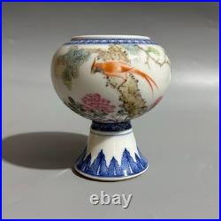 Rare Chinese Handmade Painting Famille Rose Porcelain Bird Wash