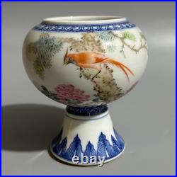 Rare Chinese Handmade Painting Famille Rose Porcelain Bird Wash