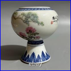 Rare Chinese Handmade Painting Famille Rose Porcelain Bird Wash
