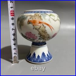 Rare Chinese Handmade Painting Famille Rose Porcelain Bird Wash