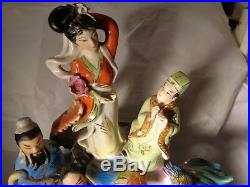 Rare Chinese Porcelain Eight Immortals Dragon Bird Heavy Gold 20 Statue Nr