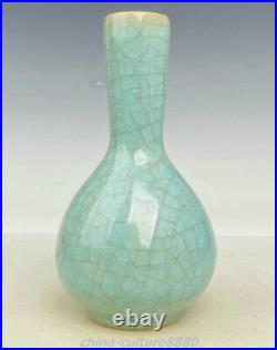 Rare Chinese Ru Kiln Porcelain Porcelain Ice Crack Curio Flower Bottle Vase Pair