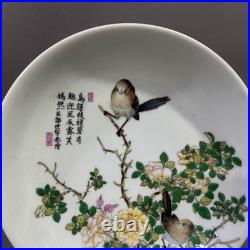 Rare Collectable Art Handmade Painting Famille Rose Porcelain Bird PlateAA