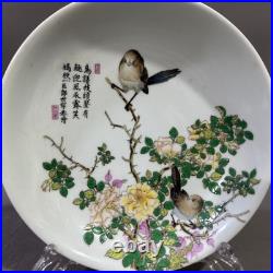 Rare Collectable Art Handmade Painting Famille Rose Porcelain Bird PlateAA