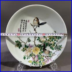 Rare Collectable Art Handmade Painting Famille Rose Porcelain Bird PlateAA