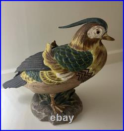 Rare Hand-Painted Bisque Mottahedeh Mandarin Duck Vintage