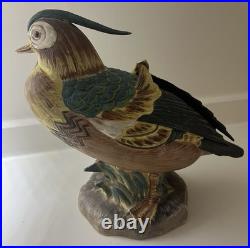 Rare Hand-Painted Bisque Mottahedeh Mandarin Duck Vintage