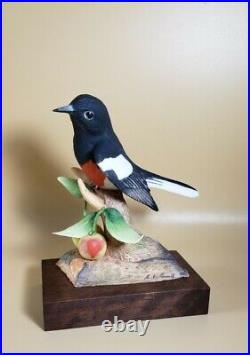 Rare Signed Marcel Moussalli Painted Redstart Vintage Bird Figurine Sculpture