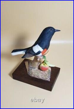 Rare Signed Marcel Moussalli Painted Redstart Vintage Bird Figurine Sculpture