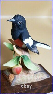 Rare Signed Marcel Moussalli Painted Redstart Vintage Bird Figurine Sculpture