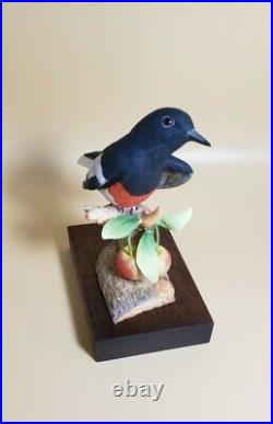 Rare Signed Marcel Moussalli Painted Redstart Vintage Bird Figurine Sculpture