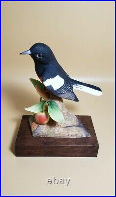 Rare Signed Marcel Moussalli Painted Redstart Vintage Bird Figurine Sculpture