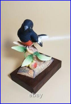 Rare Signed Marcel Moussalli Painted Redstart Vintage Bird Figurine Sculpture