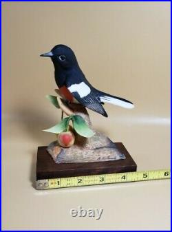 Rare Signed Marcel Moussalli Painted Redstart Vintage Bird Figurine Sculpture