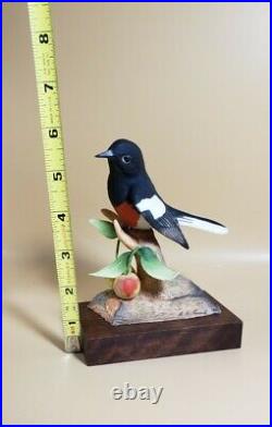 Rare Signed Marcel Moussalli Painted Redstart Vintage Bird Figurine Sculpture