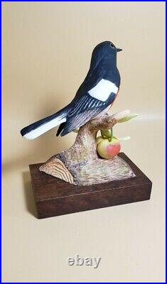 Rare Signed Marcel Moussalli Painted Redstart Vintage Bird Figurine Sculpture