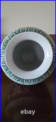 Rare VTG WBI China Porcelain Chinoiserie Hand Painted Birds & Bok Choy Fat Vase